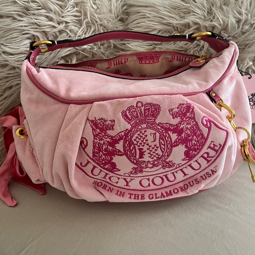 Juicy Couture hobo pink daydreamer new UK release bag twig dogs Scottie dog Y2K